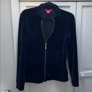 Lilly Pulitzer black velour zip sweatshirt